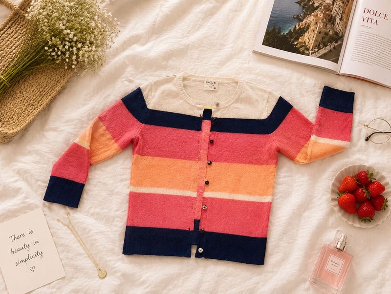 Korean Striped Cotton Cardigan🌸🧡✨