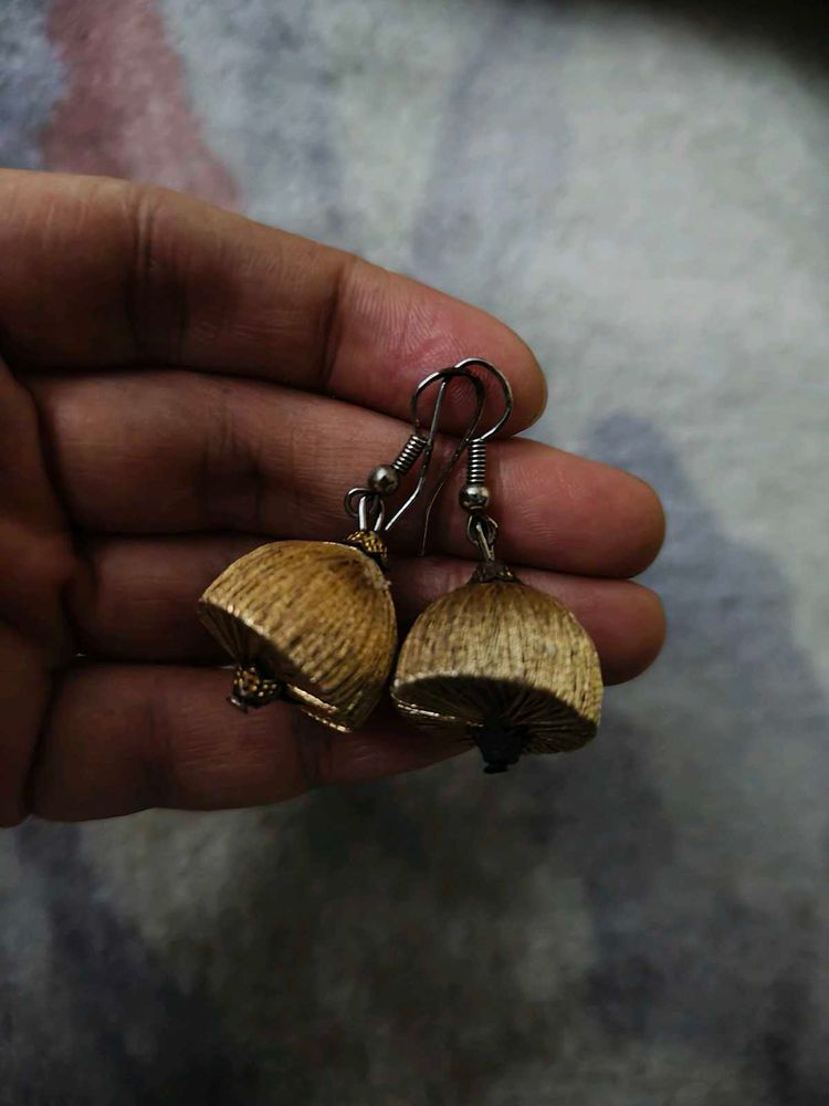 Dazzling golden jhumkas