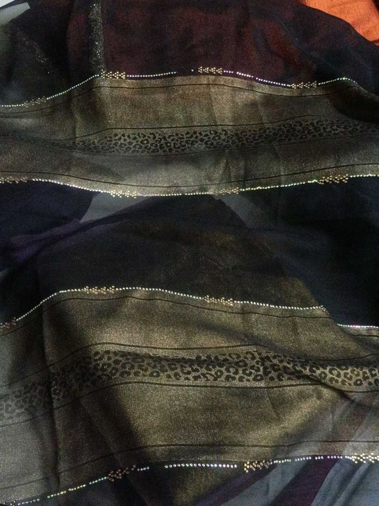Elegant Black stole ( hijab)with Embellishments