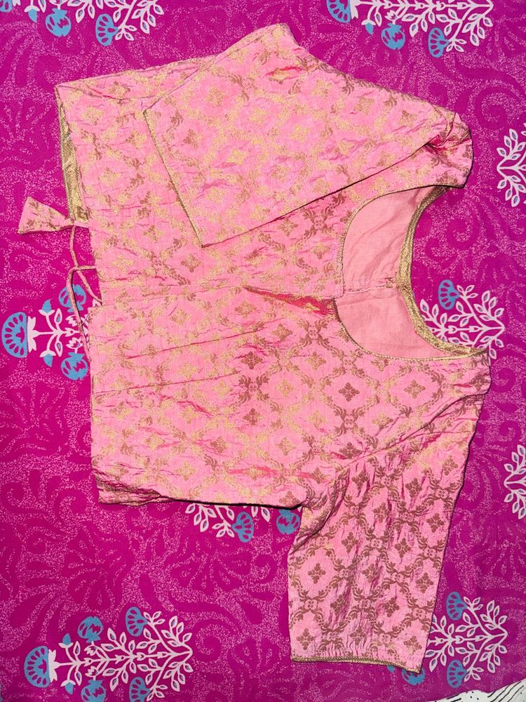 Unused Beautiful Pink Brocade Blouse