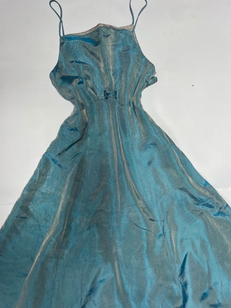 Elegant Teal Silk Maxi Dress