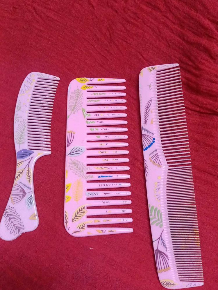 Set of 3 Floral Print Combs