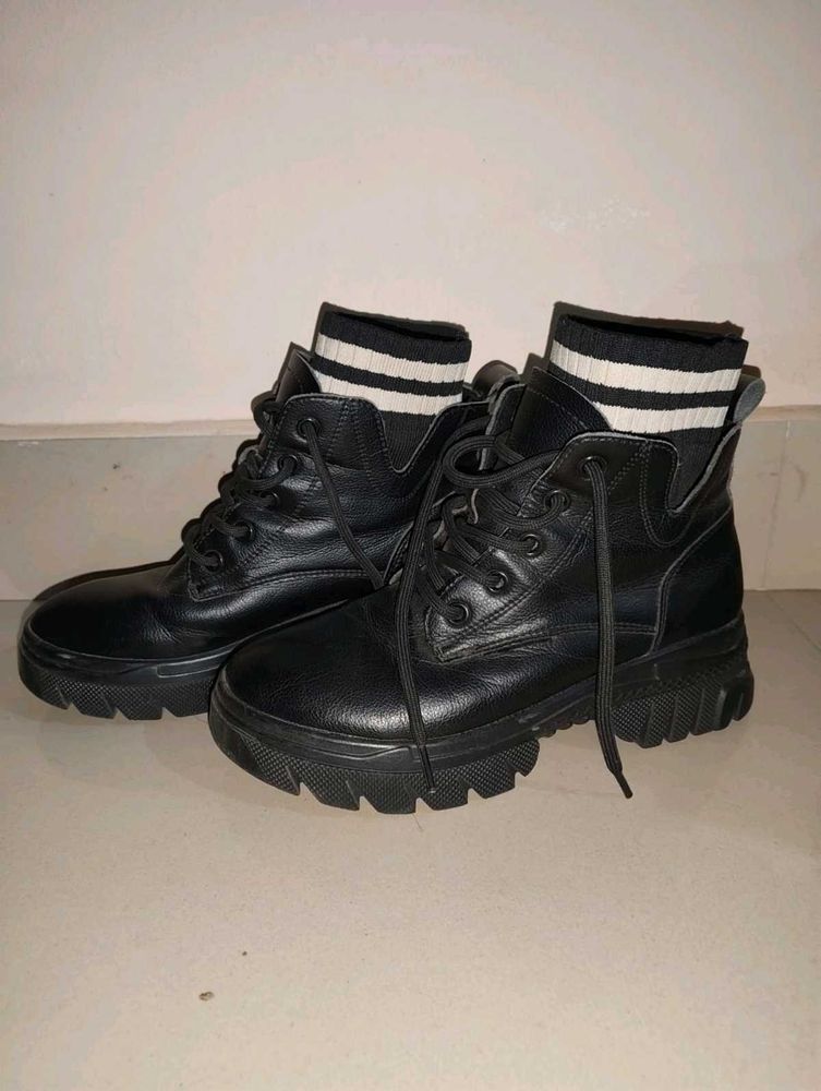 Stylish Black Combat Boots
