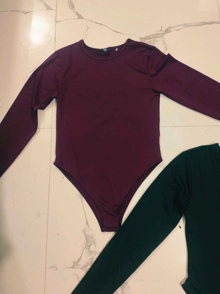 2 shein branded Bodysuit - Burgundy black