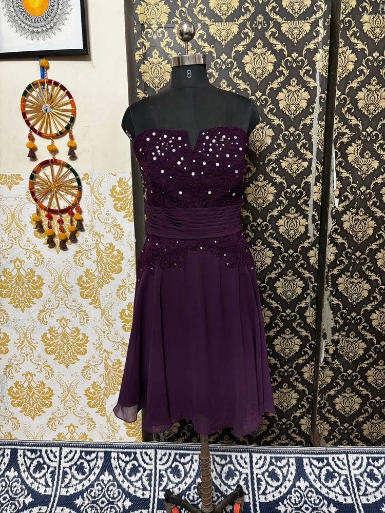 Purple Strapless Party Dress