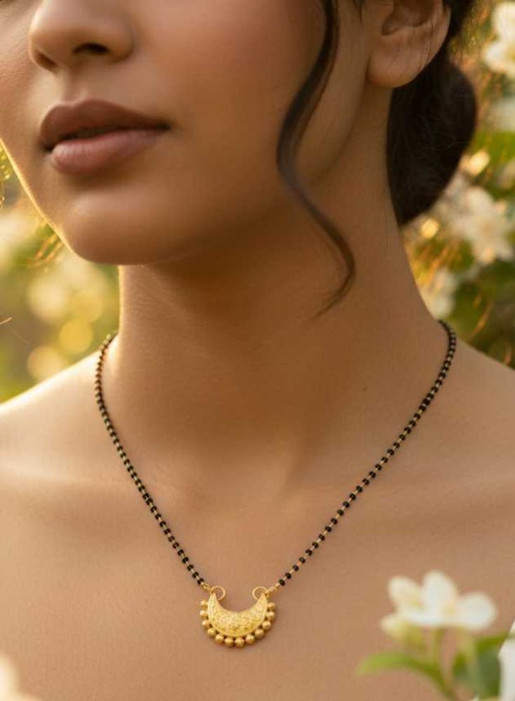 Moon Pendant Mangalsutra Gold Plated