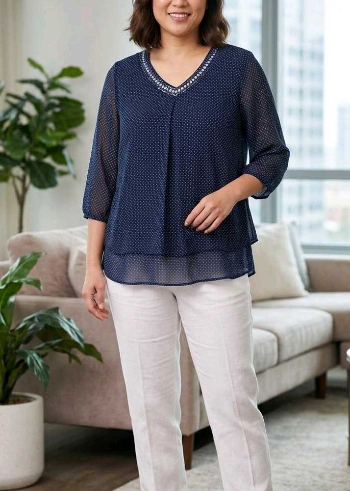 New Multilayered Polka dot Chiffon Top.