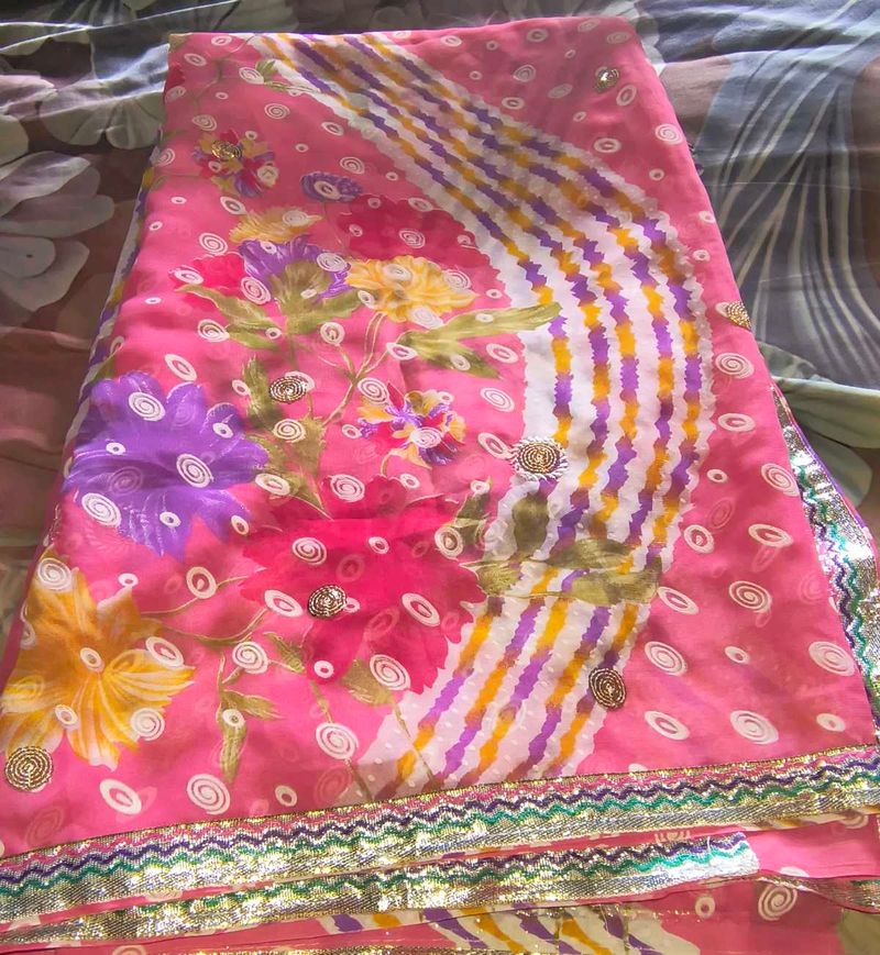 Beautiful Pink Floral Saree