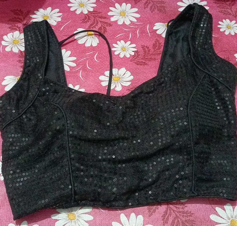 Sparkling Black Sequin Blouse