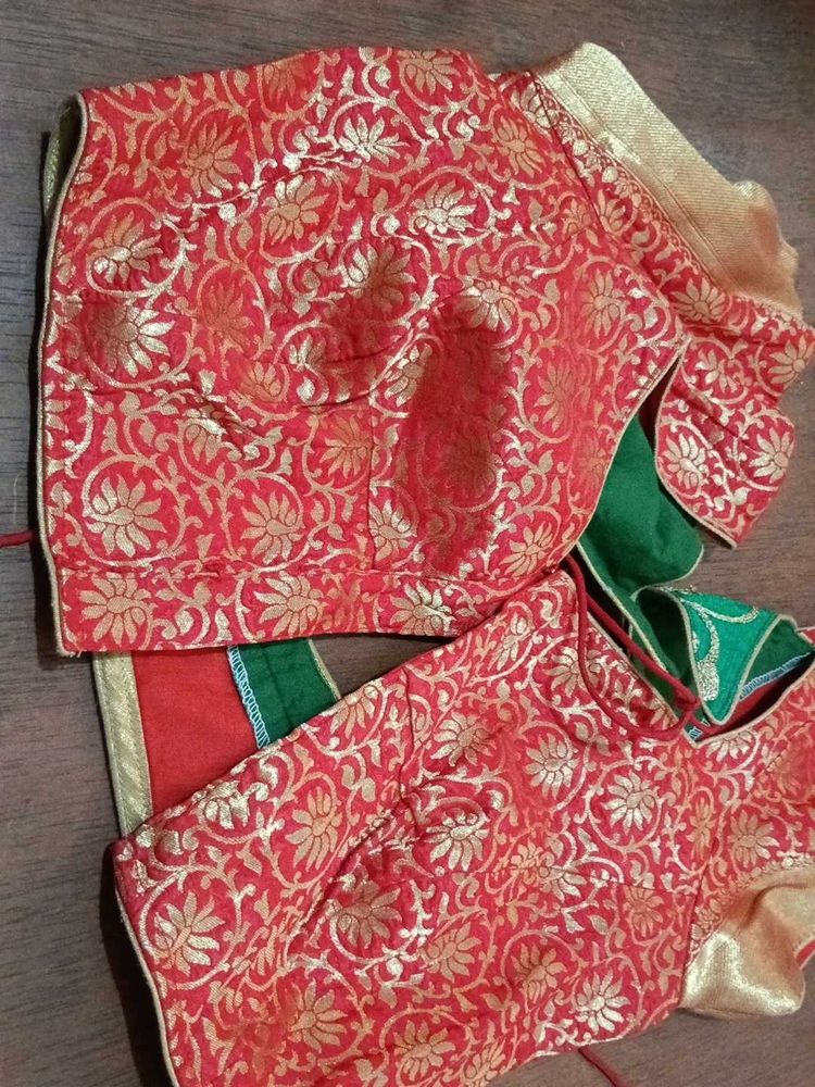 Red Brocade Blouse