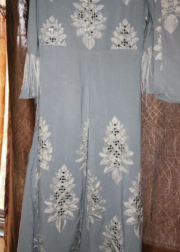 Embroidered Blue Kurta Set