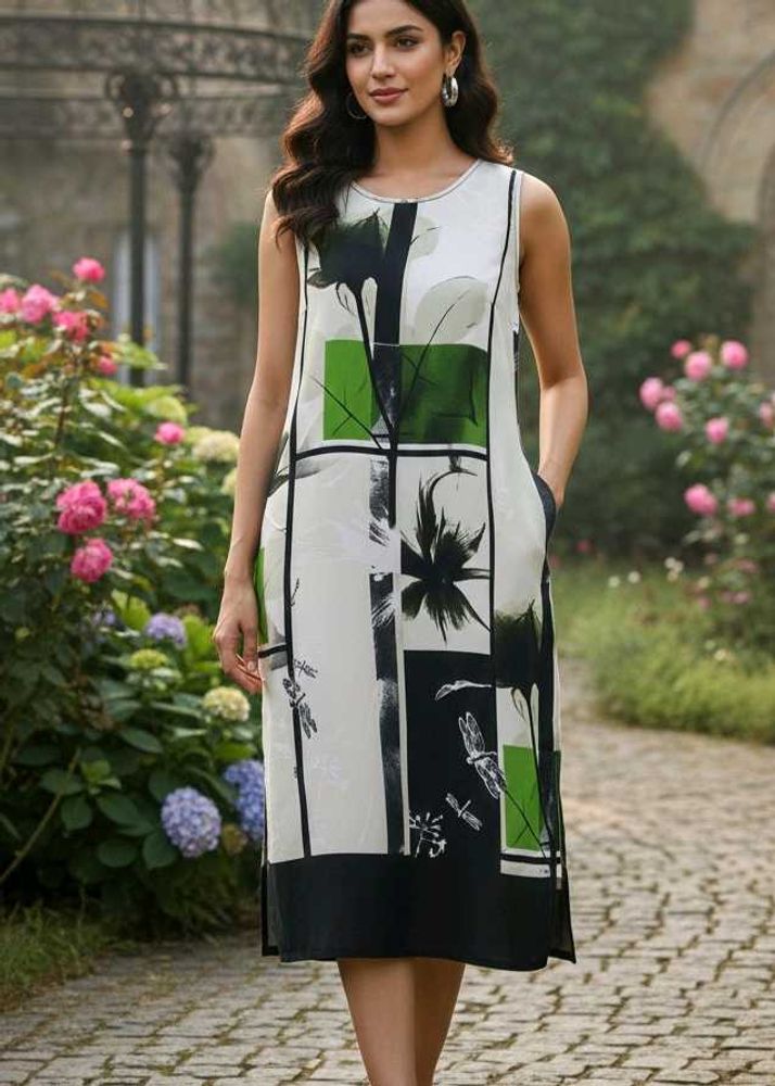 Branded Geometric Print Sleeveless kurti✨