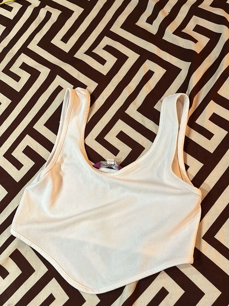White Cropped Tank Top