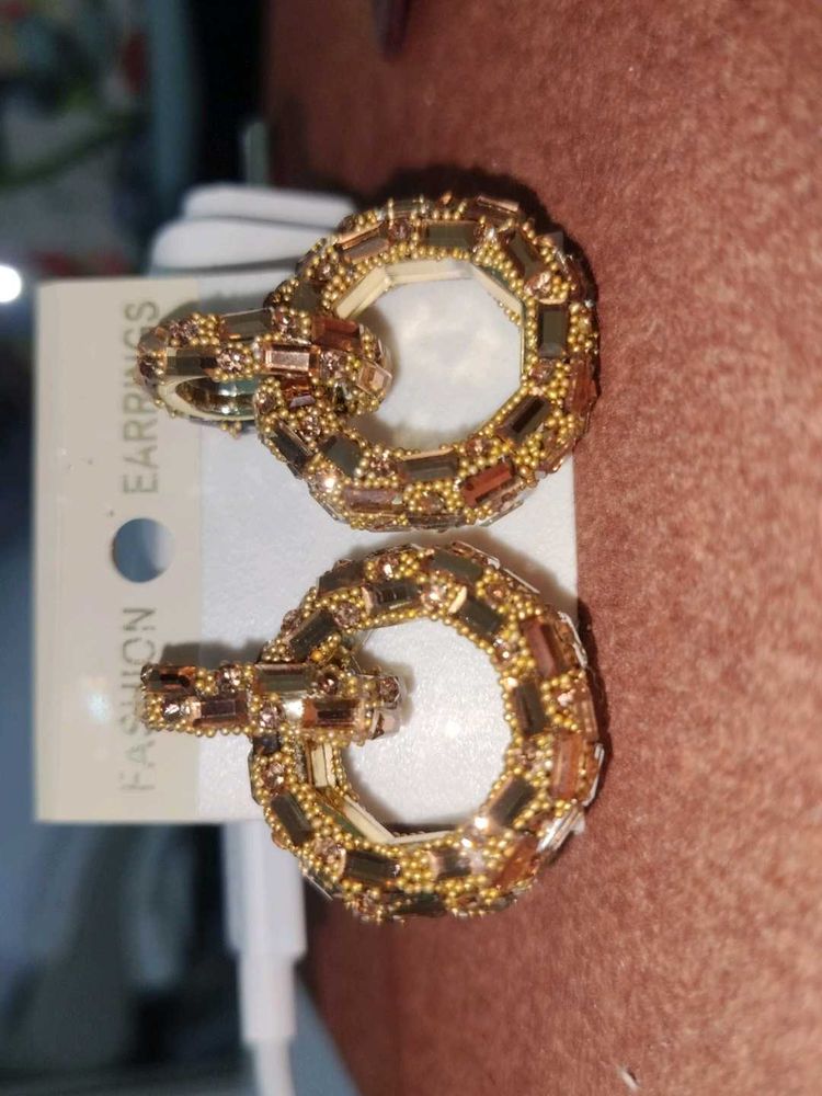 Stunning Gold Hoop Earrings with Stones