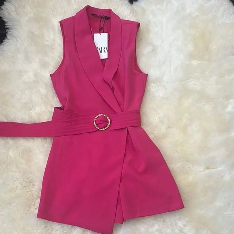 Zara Pink collared jumpsuit with belt