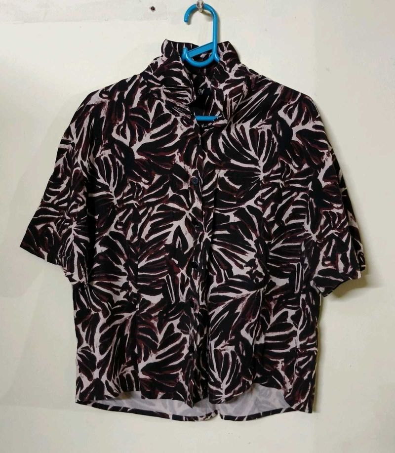 Men's Leaf Print Short Sleeve Shirt