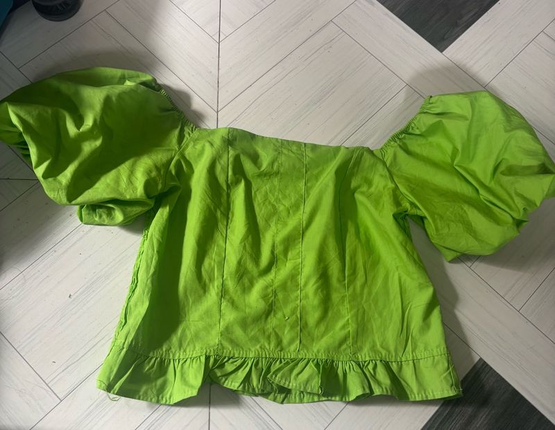 Lime Green Puff Sleeve Top