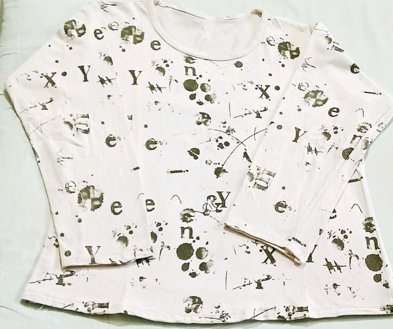 Unique Graphic Print Long Sleeve Top