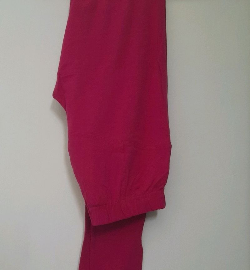 Cotton Elastane Fuscia Pink and Navy Blue Leggings Combo