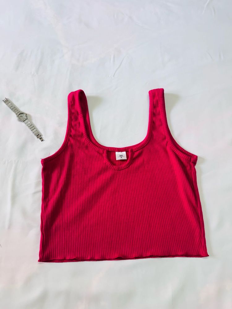 Pink Sleeveless Crop Top