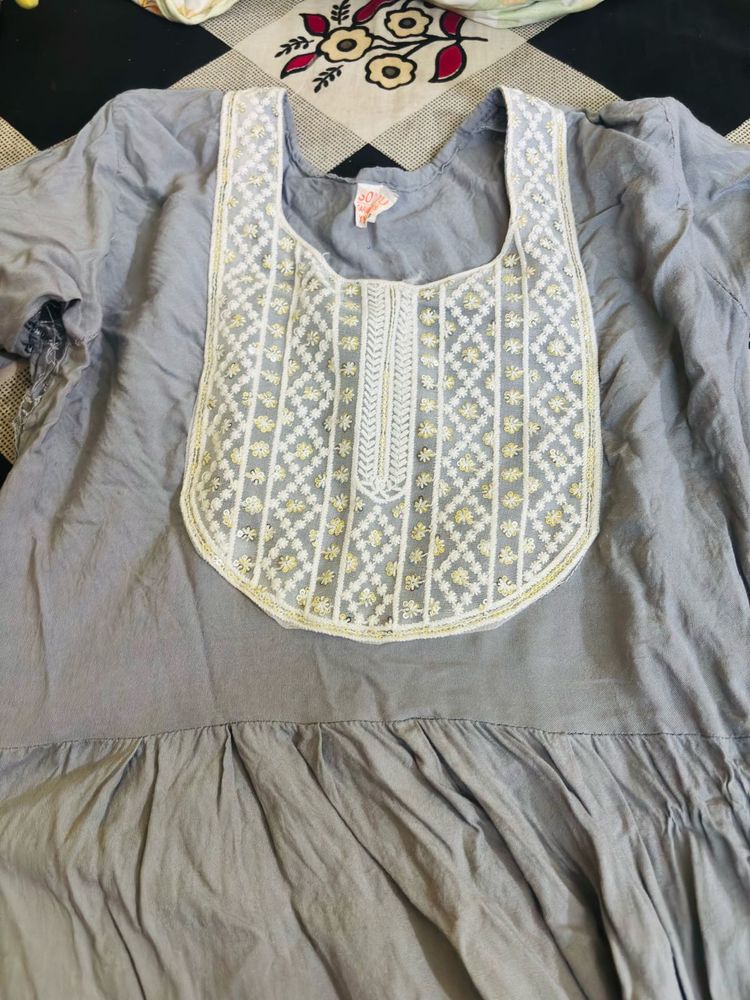 Grey embroidered kurti