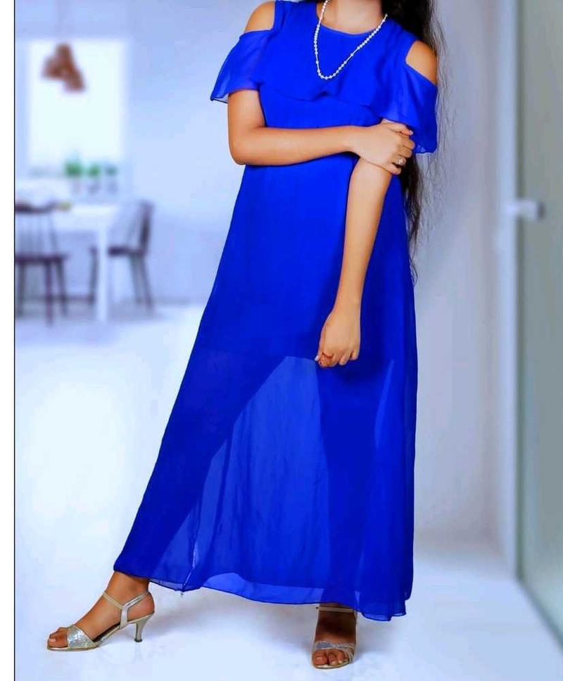 Royal Blue Cold Shoulder Maxi Dress
