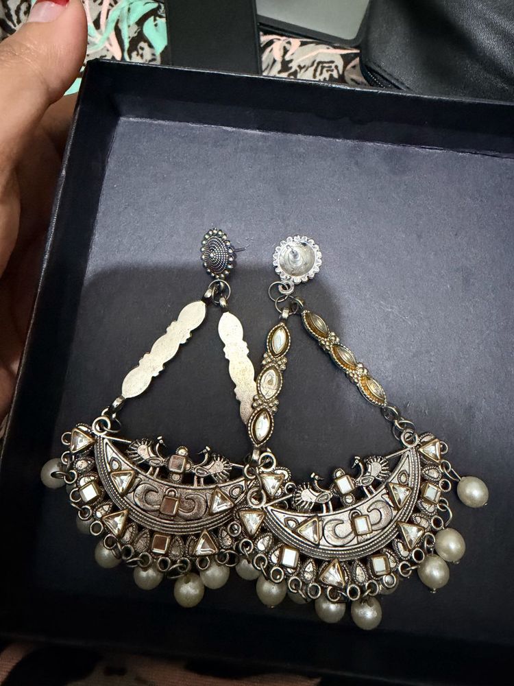 Statement Drop Earrings with Pearl Accents