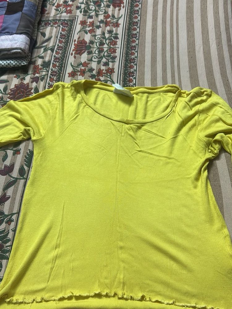 Bright Yellow Ribbed Top