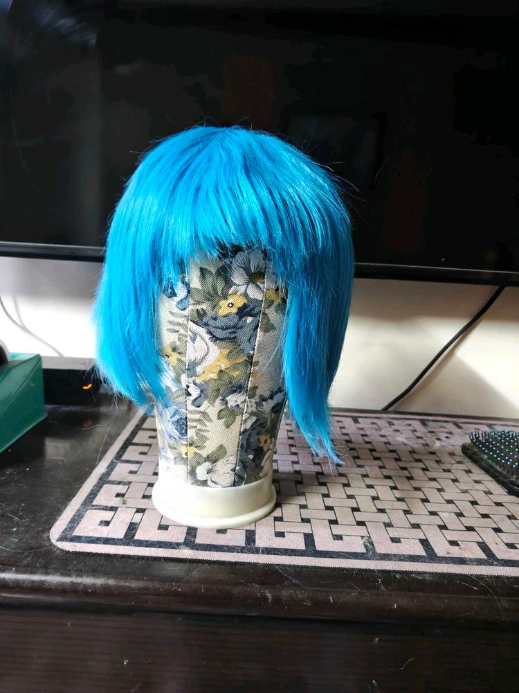 light Blue Bob bulma dragon ball cosplay Wig