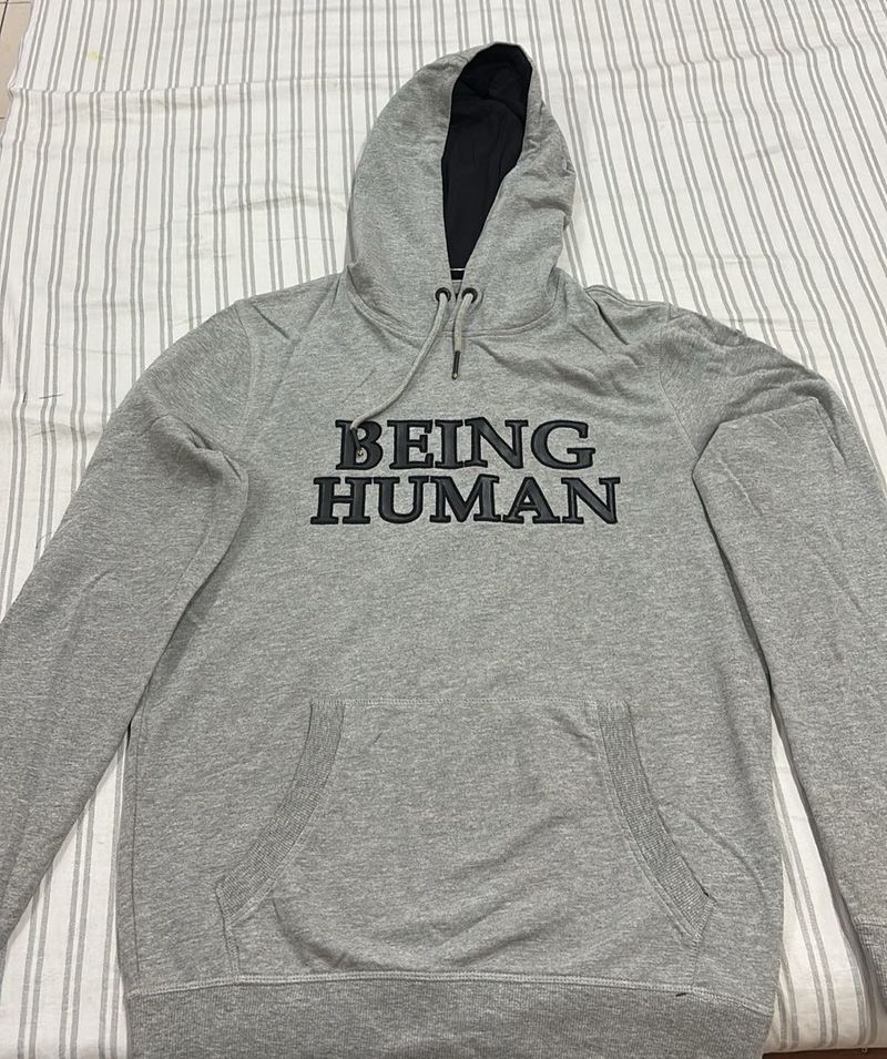 unisex oversized  "Being Human" Grey Hoodie