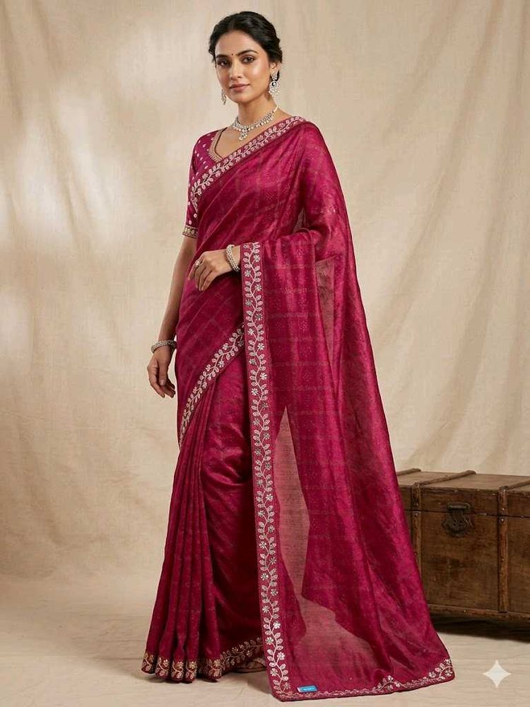 Elegant Embroidered Silk Saree