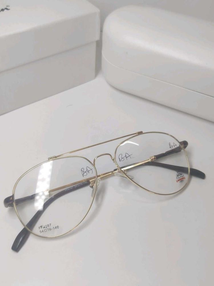 Aviator Style Eyeglasses with Gold Frame