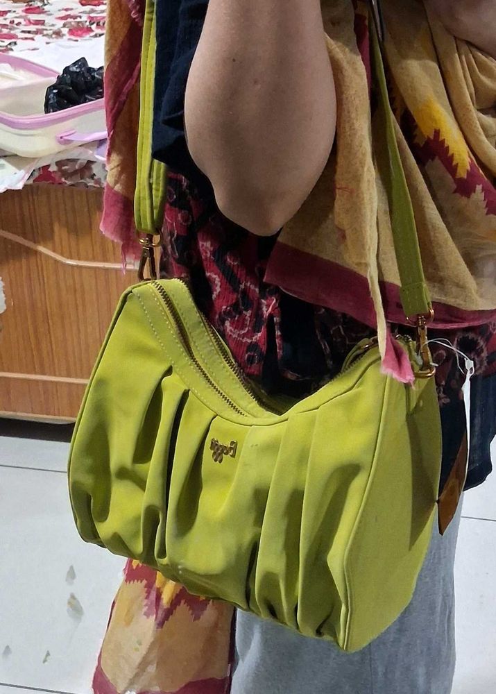Chic Ruched Lime Green Hobo Bag