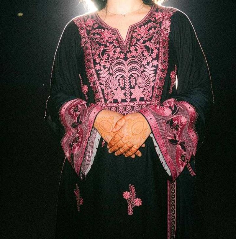 Elegant Black Kurta Set with Pink Embroidery