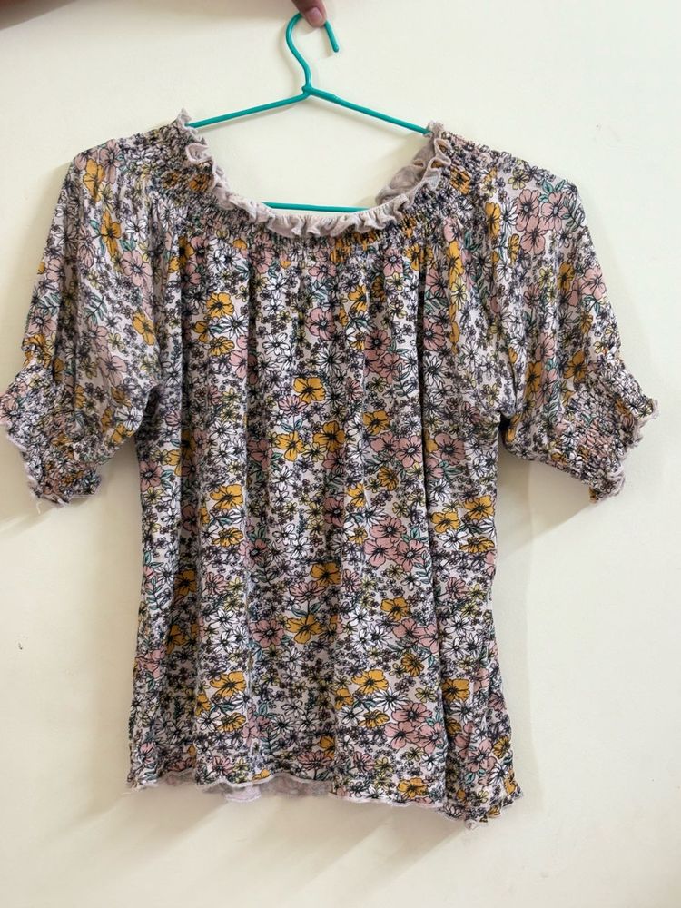 Floral Smocked Off-Shoulder Top