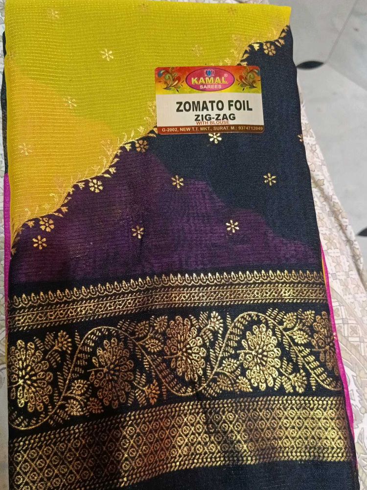 Kamal Sarees Zomato Foil Zig-Zag Saree