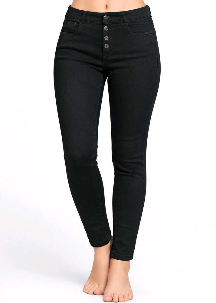 Classic Black High-Waisted Button Fly Jeans