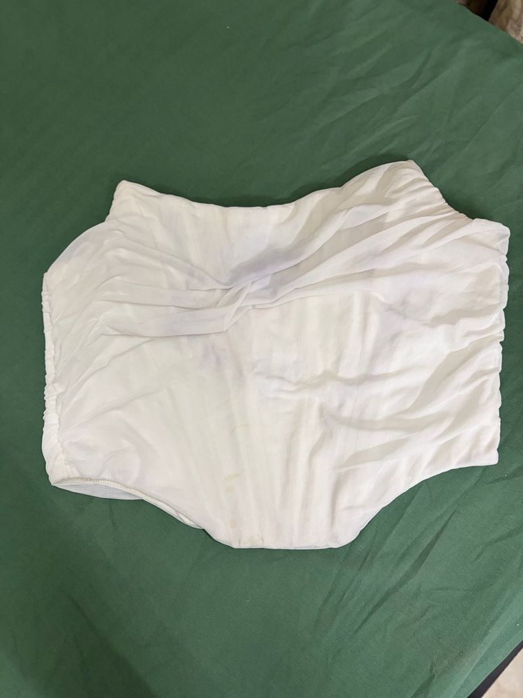 White Ruched Bandeau Top