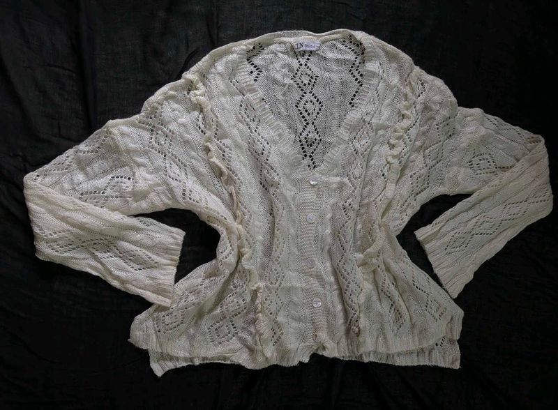 White Retro Cardigan