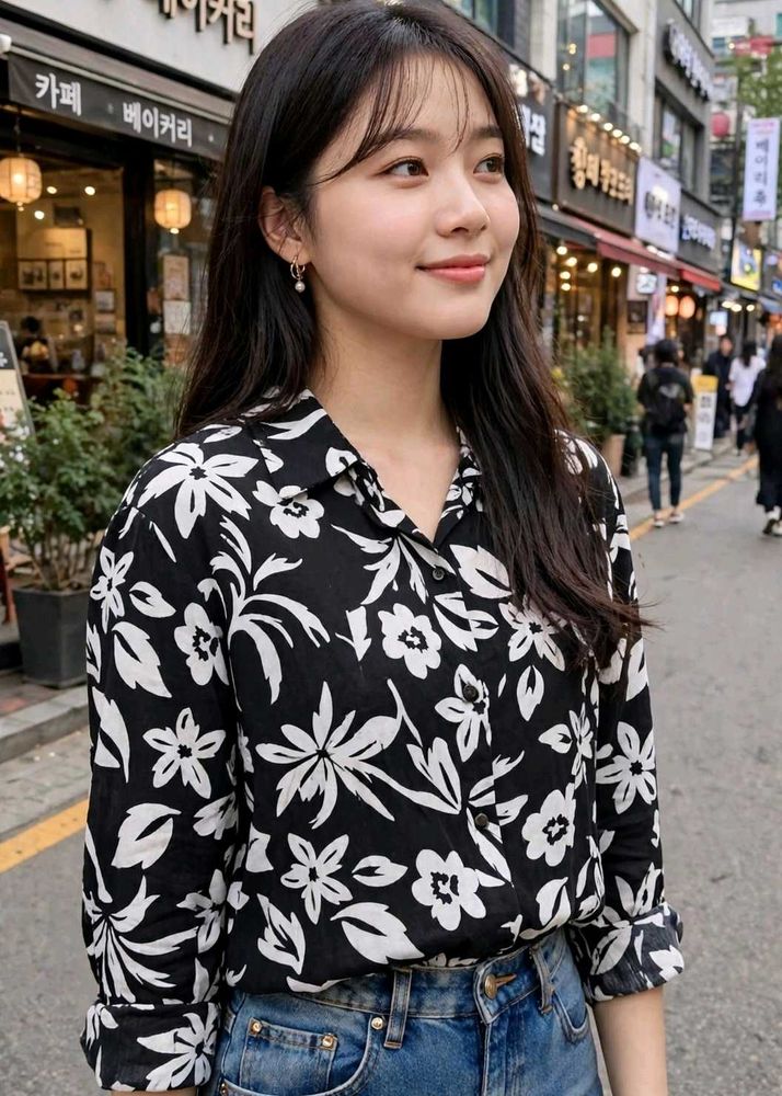 Chic Floral Print Button-Up Shirt