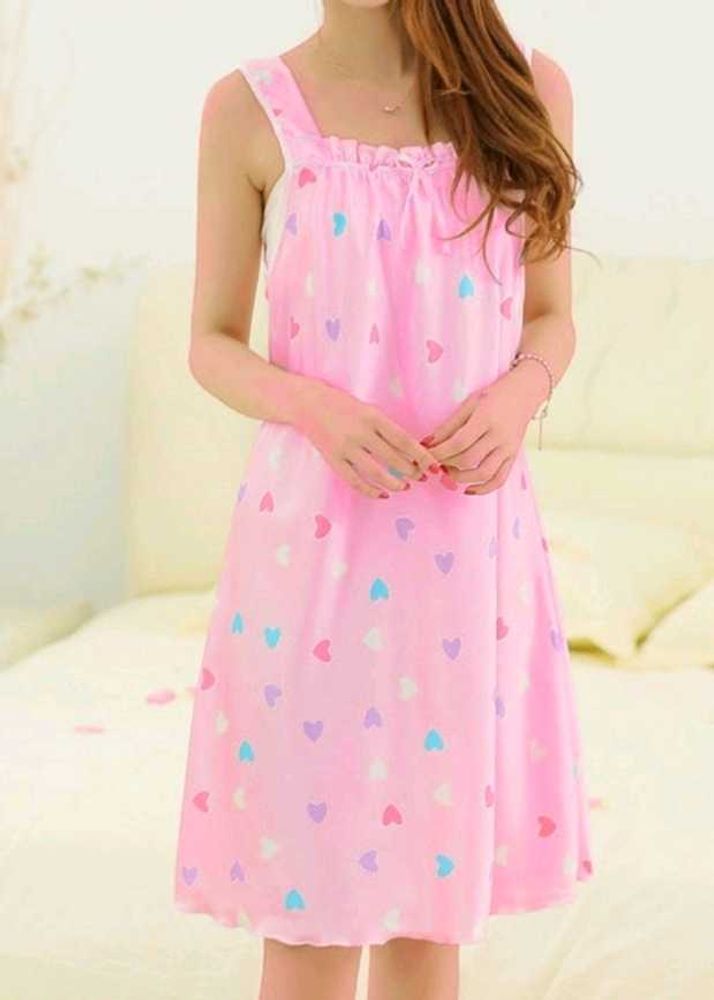 Cute Pink Heart Print Nightdress