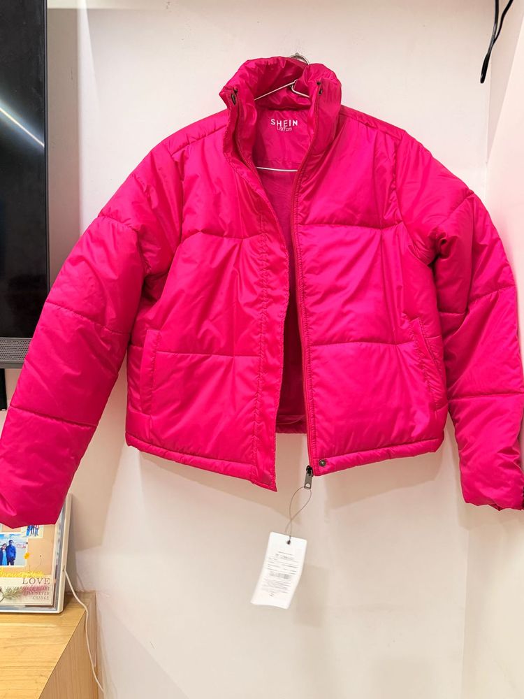 Shein Hot Pink Puffer Jacket