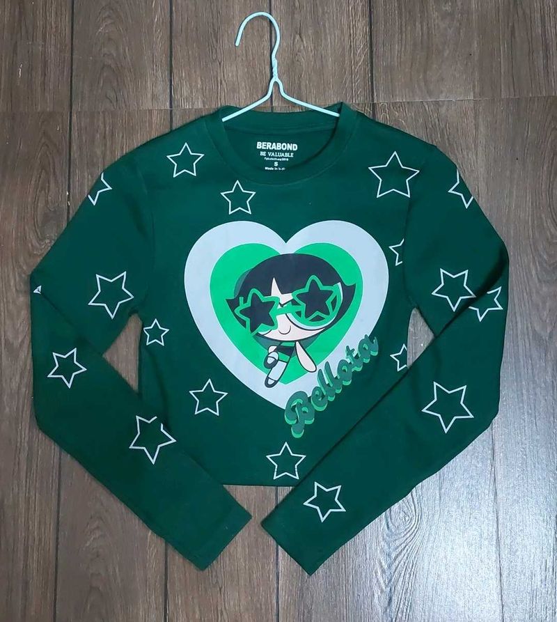 Green "Buttercup" Graphic Long Sleeve Top
