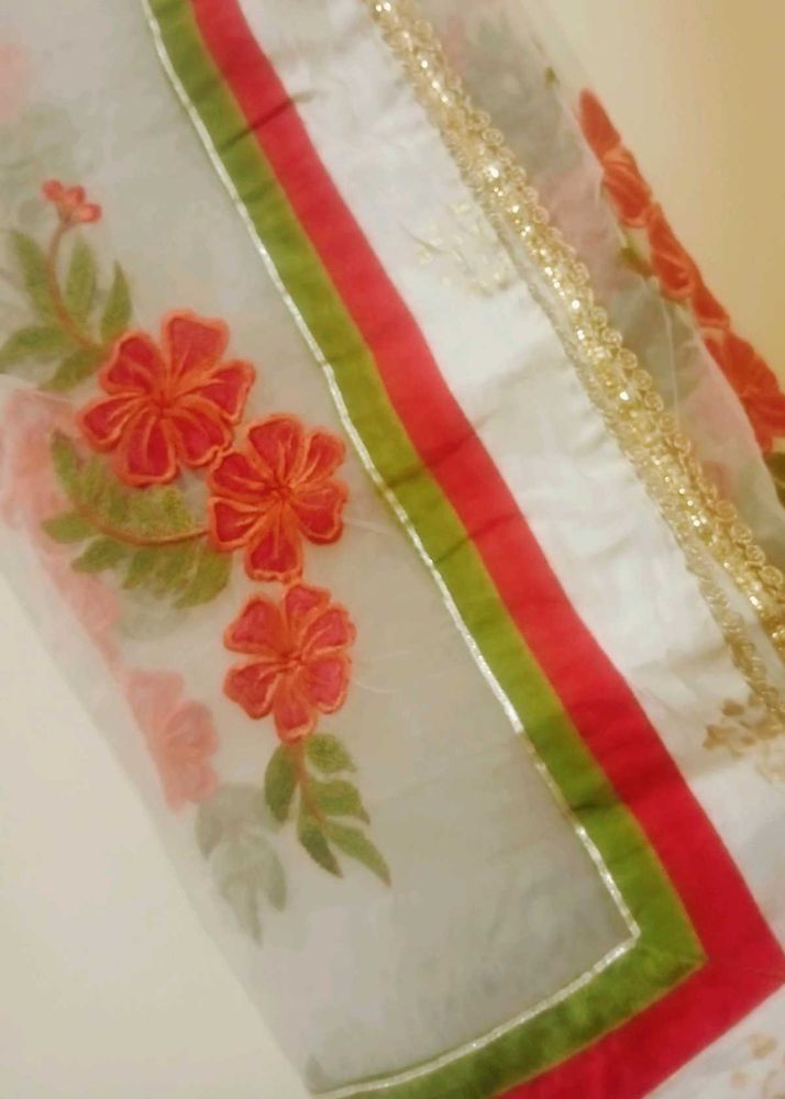 Handloom Chanderi Embroidery Net Dupatta