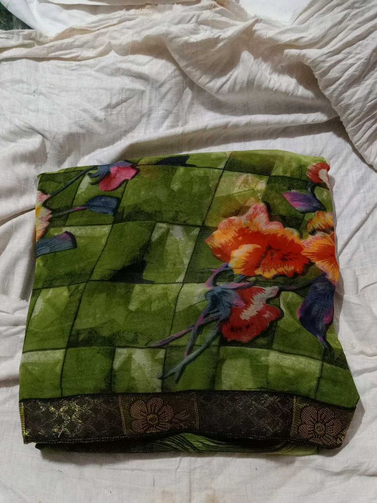 Beautiful Green Floral Saree