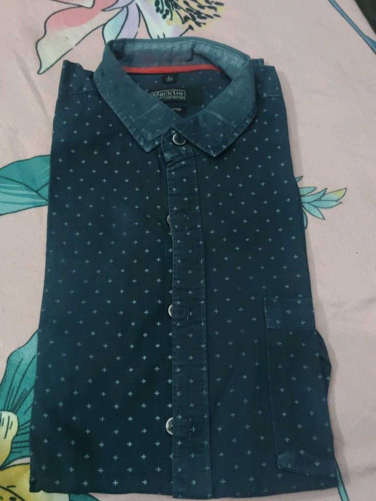 Men's Blue Printed Casual Shirt