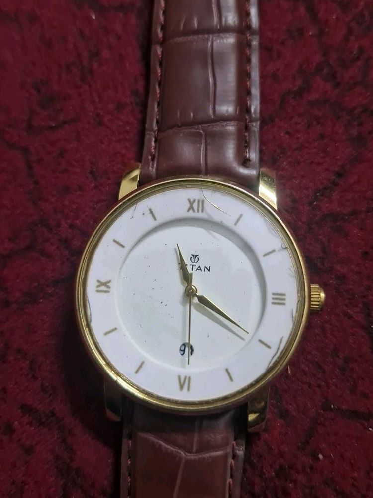 Titan Analog Watch with Brown Strap