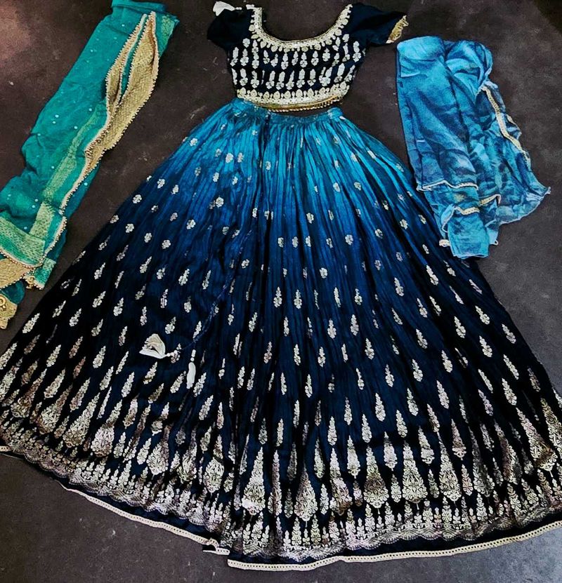Stunning Blue Ombre Lehenga Choli Set
