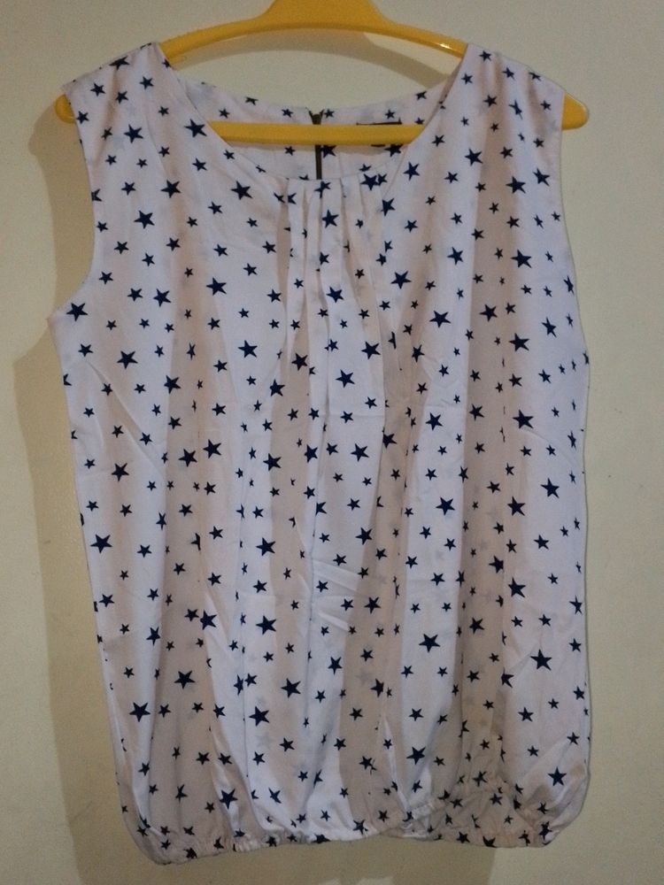 White Cut Sleeves Top
