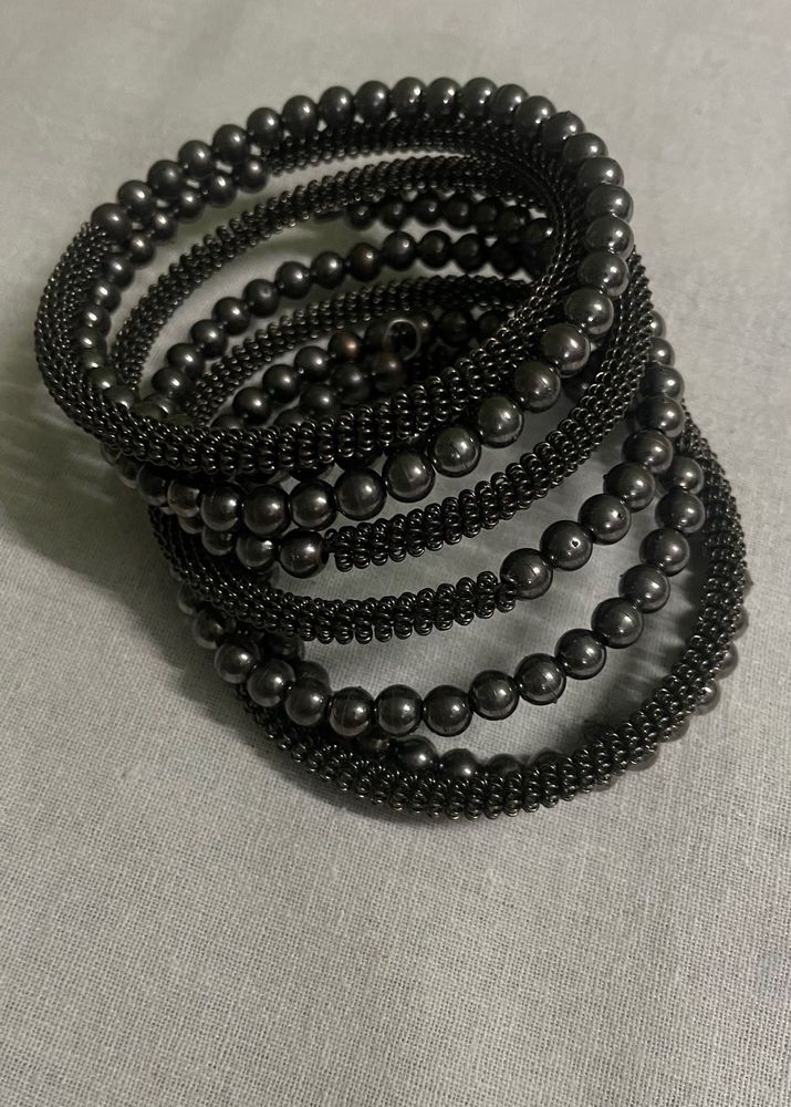 Stylish Dark Grey Beaded Bracelet